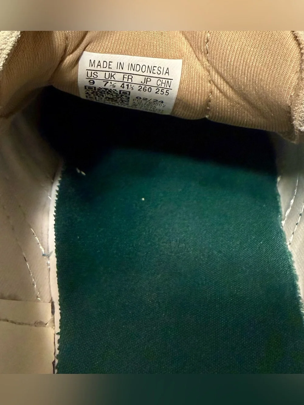 Adidas Women’s Gazelle Bold Beige Suede Samba-Style Sneakers with Green Stripes - Picture 6 of 7